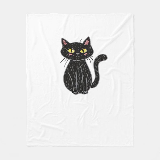 Black Cat Magic - Cute & Spooky Halloween Cat Art Fleecefilt (Framsidan)