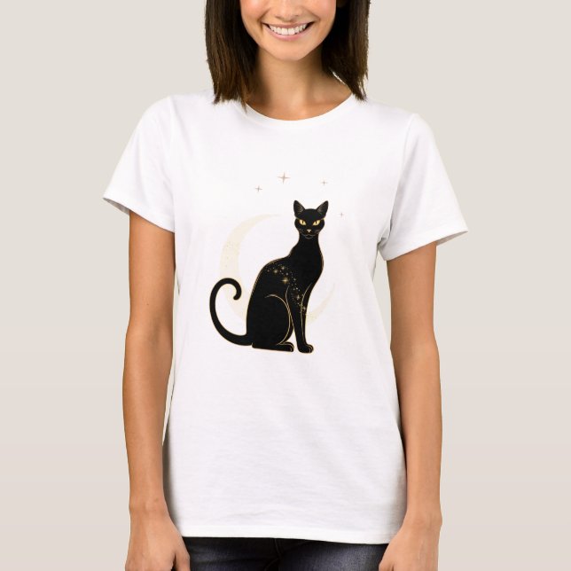 Black Cat Magic - Mystical Halloween Woman T-shirt (Framsida)