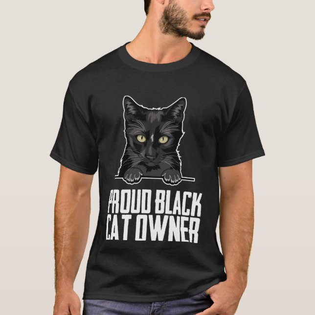 Black cat mamma Black kattunge far T Shirt (Framsida)