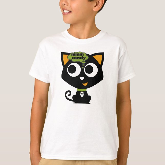 Black Cat ManCandy Halloween T Shirt (Framsida)