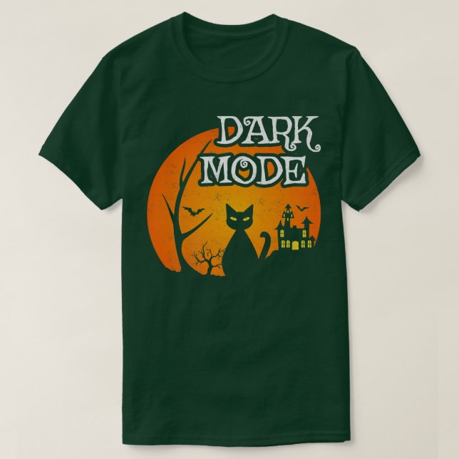 Black Cat Måne - Spooky Scene - Halloween - roligt T Shirt (Design framsida)