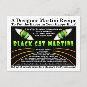 Black Cat Martini Recipe-vykort för Halloween Vykort