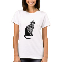Black Cat med Blommigt Veil | Elegant Gothic Kattu