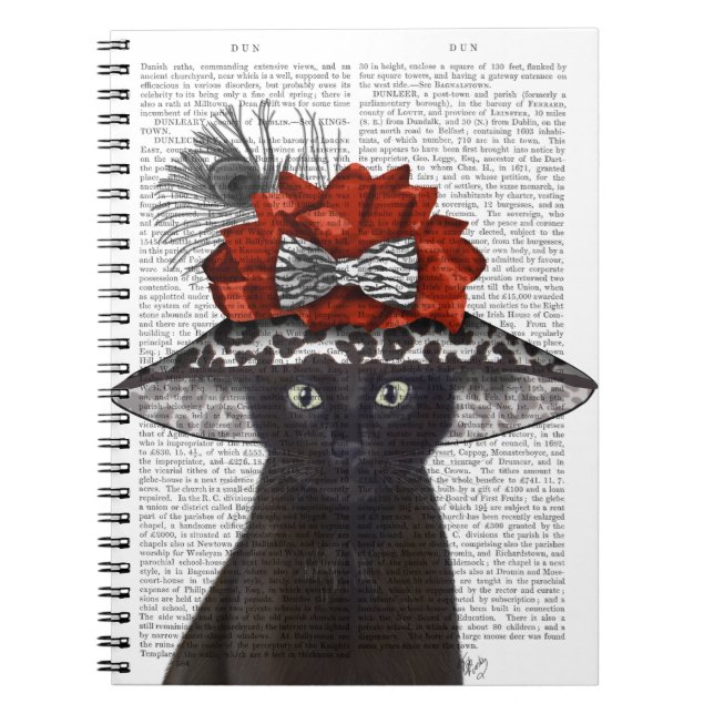 Black Cat med Fabulous Hat Anteckningsbok (Framsidan)