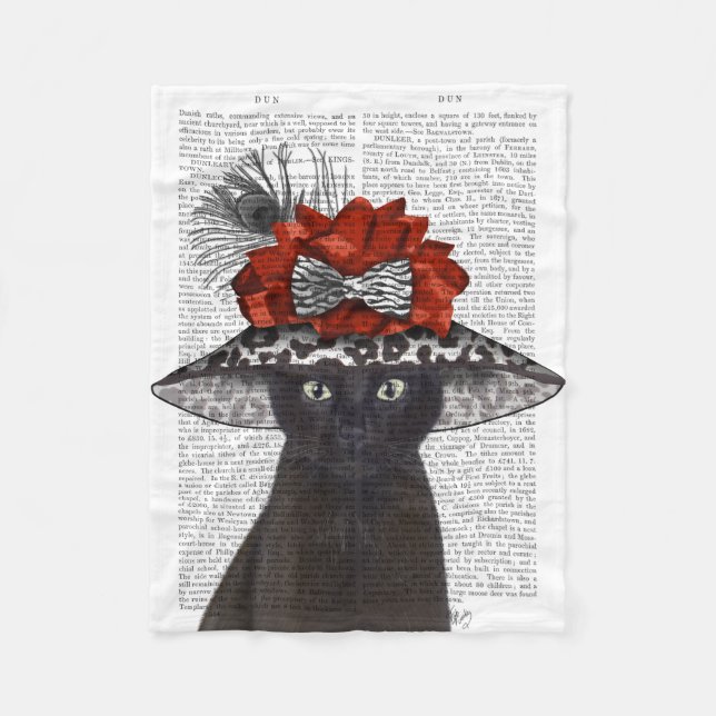 Black Cat med Fabulous Hat Fleecefilt (Framsidan)
