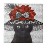 Black Cat med Fabulous Hat Kakelplatta<br><div class="desc">Katt,  Black with Fabulous Hat by FabFunky. En svart katt med en fantastisk hatt. | 191392D</div>