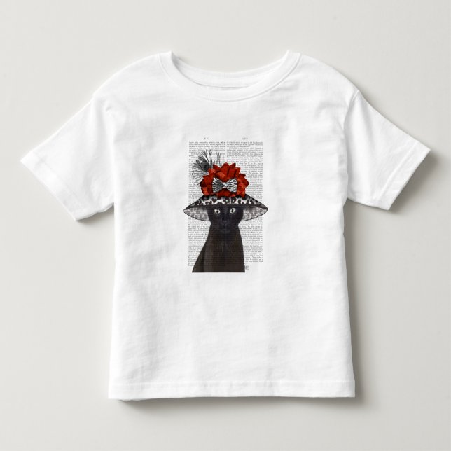 Black Cat med Fabulous Hat T Shirt (Framsida)