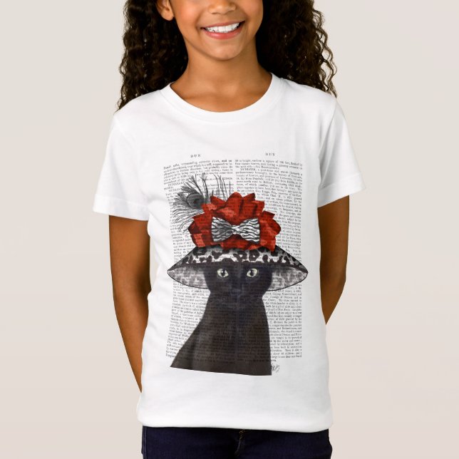 Black Cat med Fabulous Hat T Shirt (Framsida)