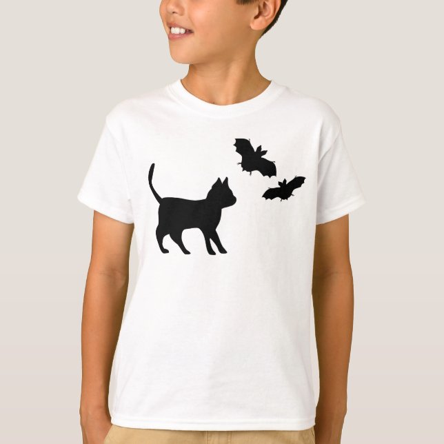 Black Cat med Fladdermus T Shirt (Framsida)