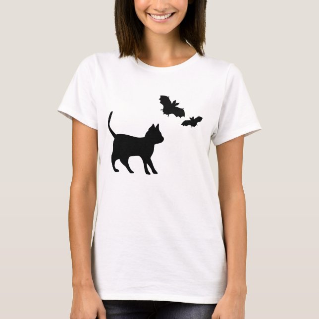 Black Cat med Fladdermus Tee (Framsida)