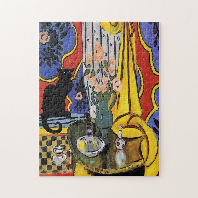 Black Cat med Flowers Pussel (Vertikal)