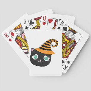 Black Cat med Ledsen Ögon och Whimsical Hat Casinokort