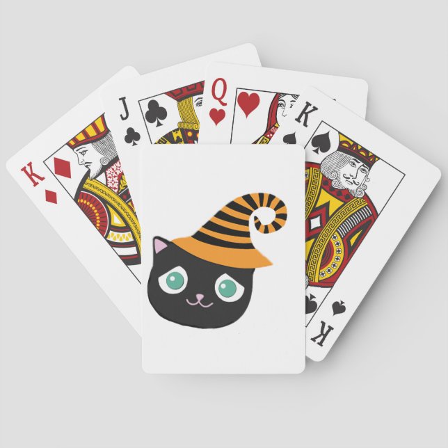 Black Cat med Ledsen Ögon och Whimsical Hat Casinokort (Baksidan)