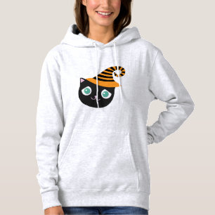 Black Cat med Ledsen Ögon och Whimsical Hat T Shirt