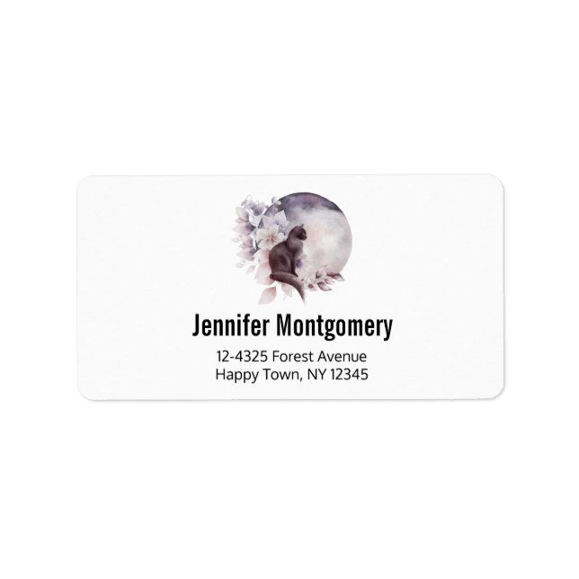 Black Cat med magic Full Moon Adressetikett (Framsidan)