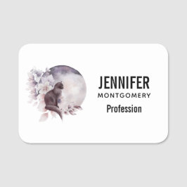 Black Cat med magic Full Moon Namnbricka