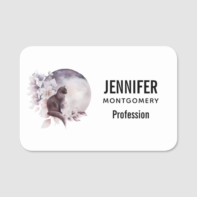 Black Cat med magic Full Moon Namnbricka (Framsida)