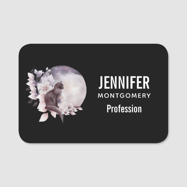 Black Cat med magic Full Moon Namnbricka (Framsida)