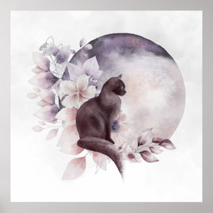 Black Cat med magic Full Moon Poster