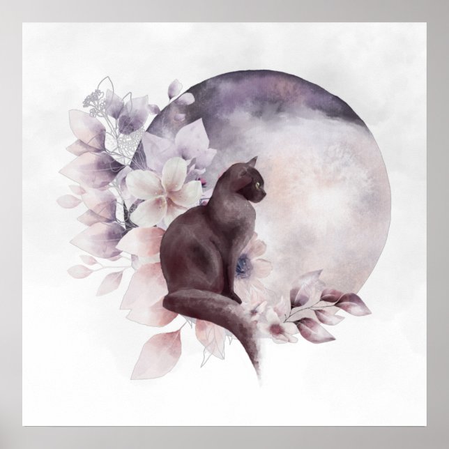 Black Cat med magic Full Moon Poster (Framsidan)