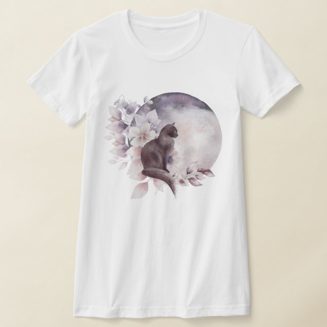 Black Cat med magic Full Moon T Shirt (Laydown)