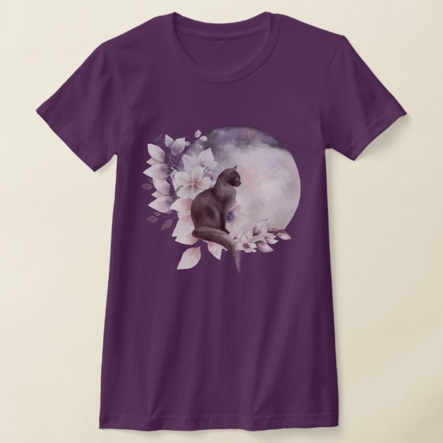 Black Cat med magic Full Moon T Shirt (Laydown)