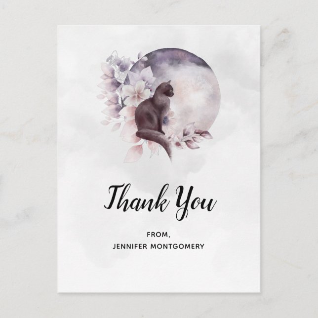 Black Cat med magic Full Moon Tack Vykort (Framsida)