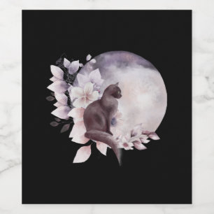 Black Cat med magic Full Moon Vinflaska Etikett