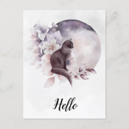 Black Cat med magic Full Moon Vykort