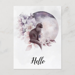 Black Cat med magic Full Moon Vykort