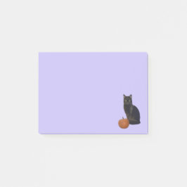 Black Cat med Orange Pumpkin Photo Cutouts Lila Post-it Block