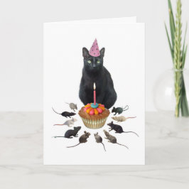 Black Cat med Råttor födelsedag Kort