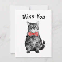 Black Cat med Red Polka Dot Bow Cute Miss You Anteckningskort