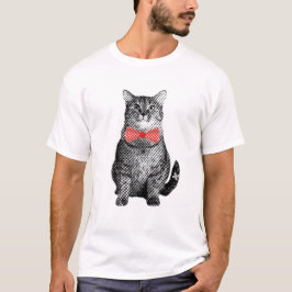 Black Cat med Red Polka Dot Bow Tie Cute Vintage T Shirt