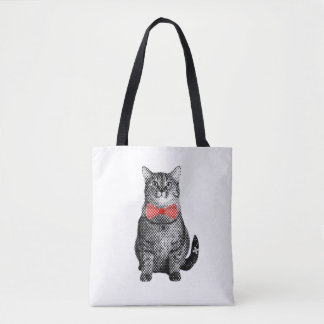 Black Cat med Red Polka Dot Bow Tie Cute Vintage Tygkasse