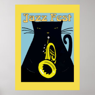 Black Cat med Trumpet Poster