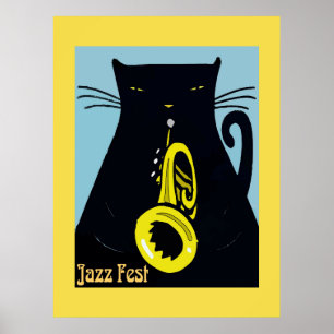 Black Cat med Trumpet Poster