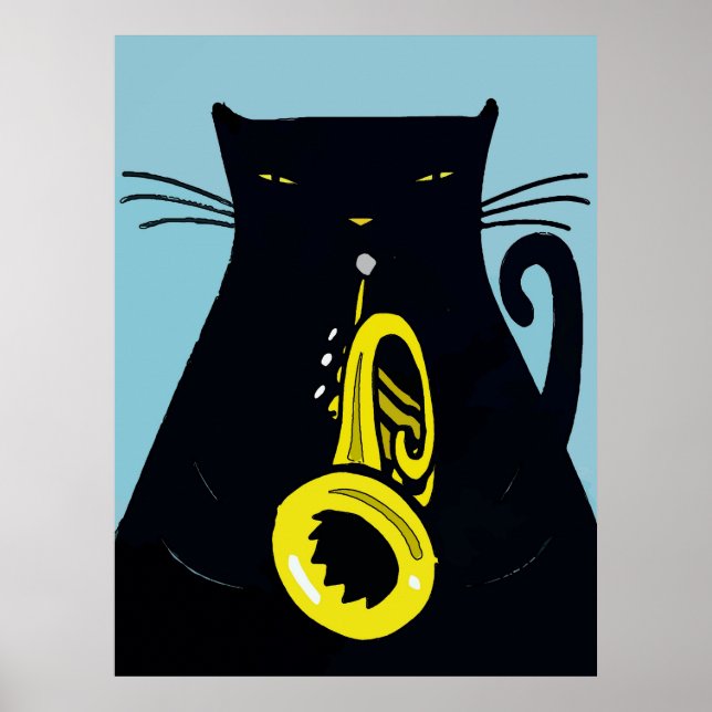 Black Cat med Trumpet Poster (Framsidan)