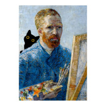 Black Cat med Van Gogh Porträtt