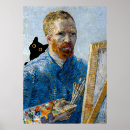 Black Cat med Van Gogh Porträtt Poster