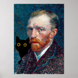 Black Cat med Van Gogh Porträtt Poster