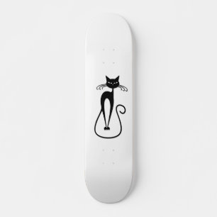 Black Cat med vit Smala Mini Skateboard Bräda 18,5 Cm
