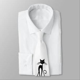 Black Cat med vit Smala Slips
