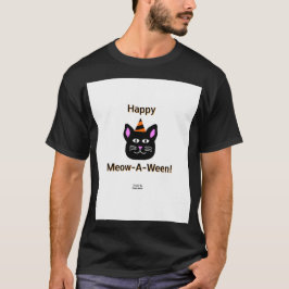 Black Cat Meow-A-Ween Manar Black Basic T Shirt