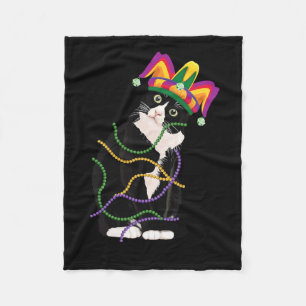 Black Cat Meow Mardi Gras Mask Fleur De Lis Cat Lo Fleecefilt