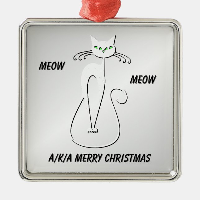 Black Cat Meow Meow alias God jul Julgransprydnad Metall (Framsidan)