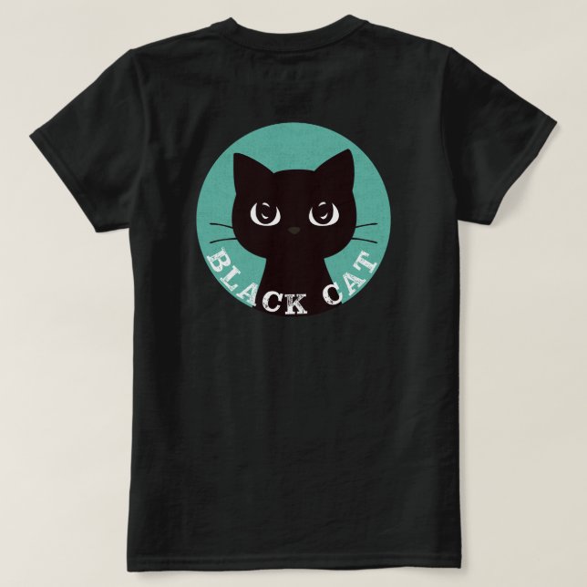 BLACK CAT | Minimalist Modern Pop Black Cat T Shirt (Design baksida)