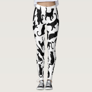 Black Cat Mönster Leggings