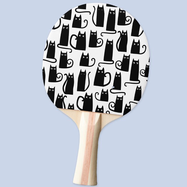 Black Cat Mönster Pingisracket (Fun black cat pattern ping pong paddle)