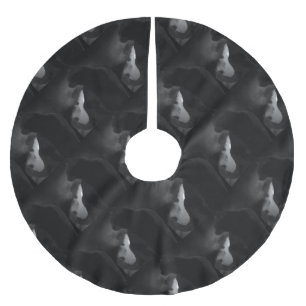 Black Cat Moonlight Silhouette Julgransmatta Borstad Polyester
